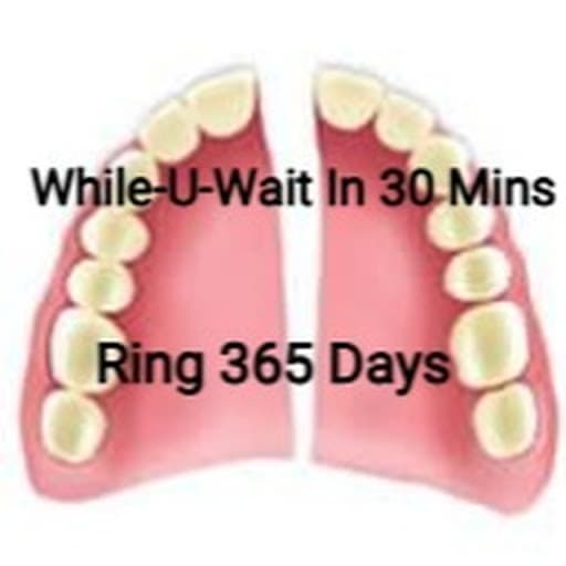 Emergency Denture Repairs. Ring 365 Days (8am-8pm) For Affordable Repairs. Easy Free Parking. While-U-Wait 30 Mins logo